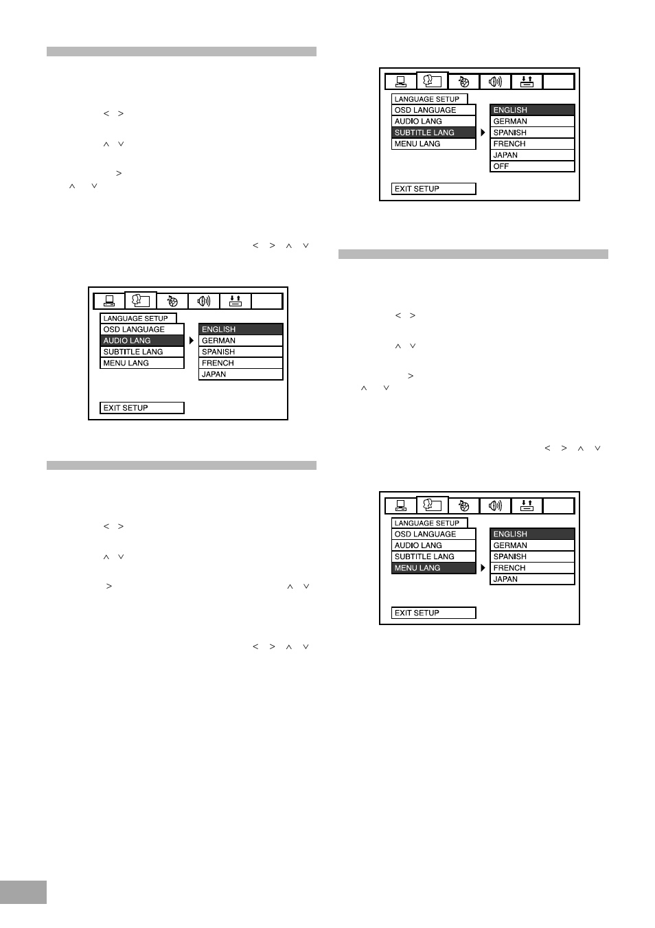 Audio language, Subtitle language, Menu language | Emerson SB325 User Manual | Page 28 / 36