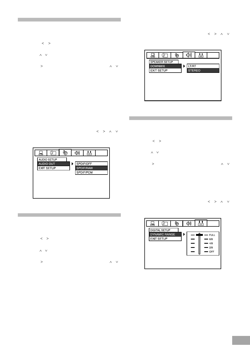 Audio out, Downmix, Dynamic range | Emerson SB325 User Manual | Page 29 / 36