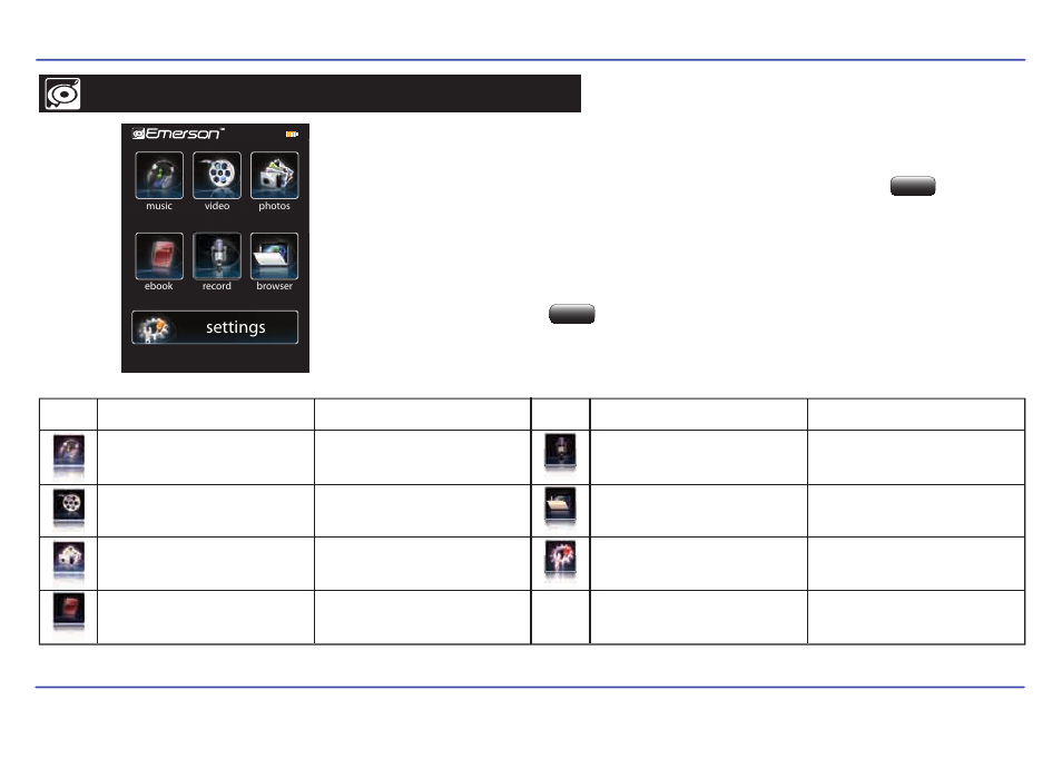 Main menu | Emerson TOUCH SCREEN EMP588-4 User Manual | Page 13 / 31