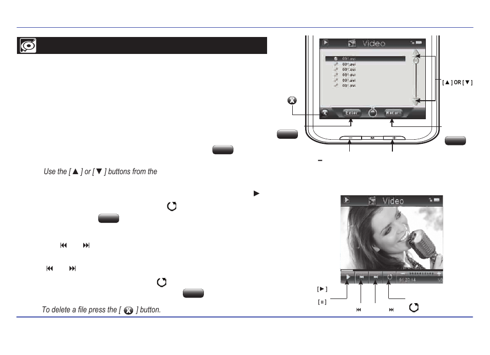 Video, Playing videos searching backward or forward | Emerson TOUCH SCREEN EMP588-4 User Manual | Page 17 / 31