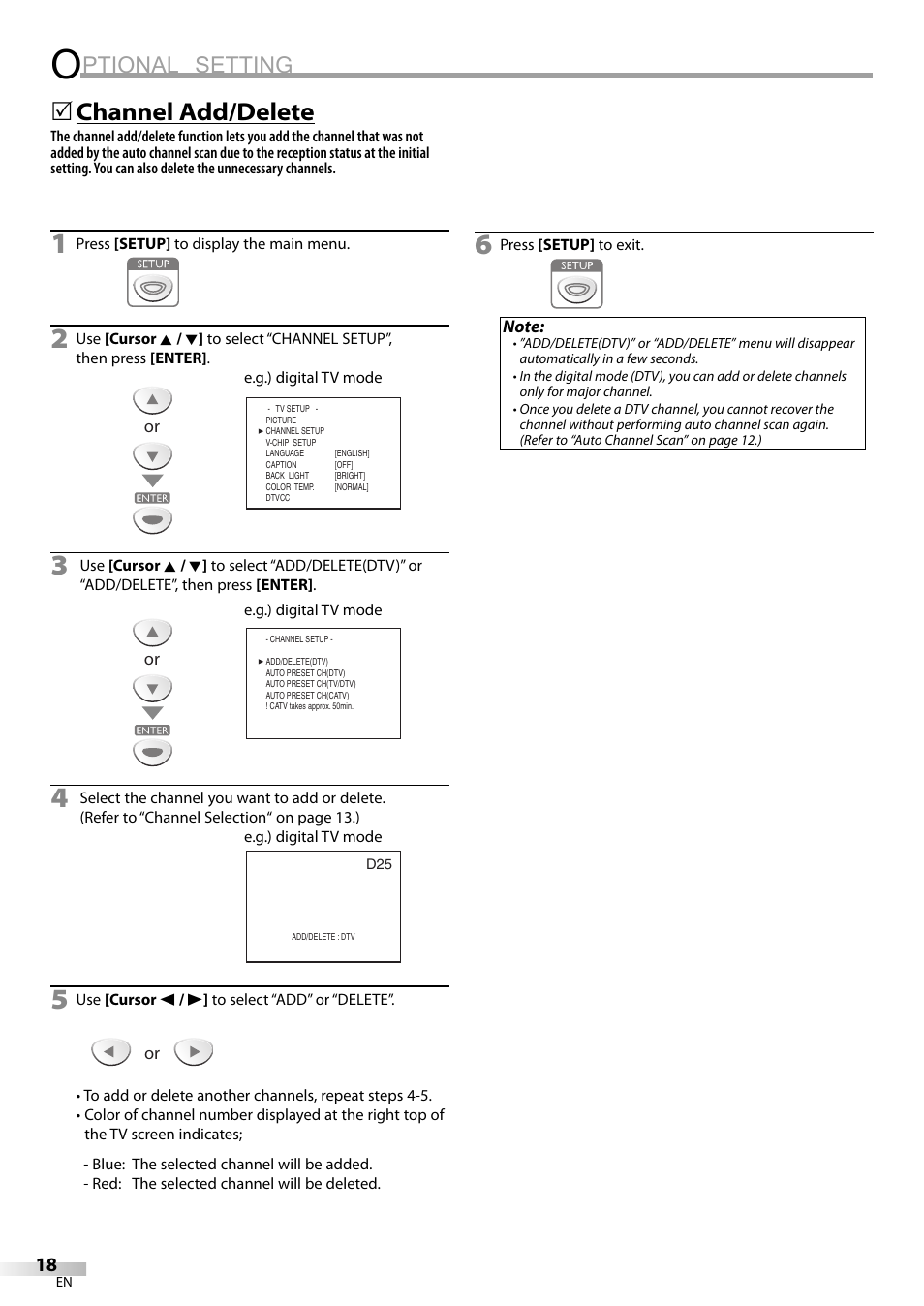 Ptional setting, Channel add/delete | Emerson SLC195EM8 User Manual | Page 18 / 60