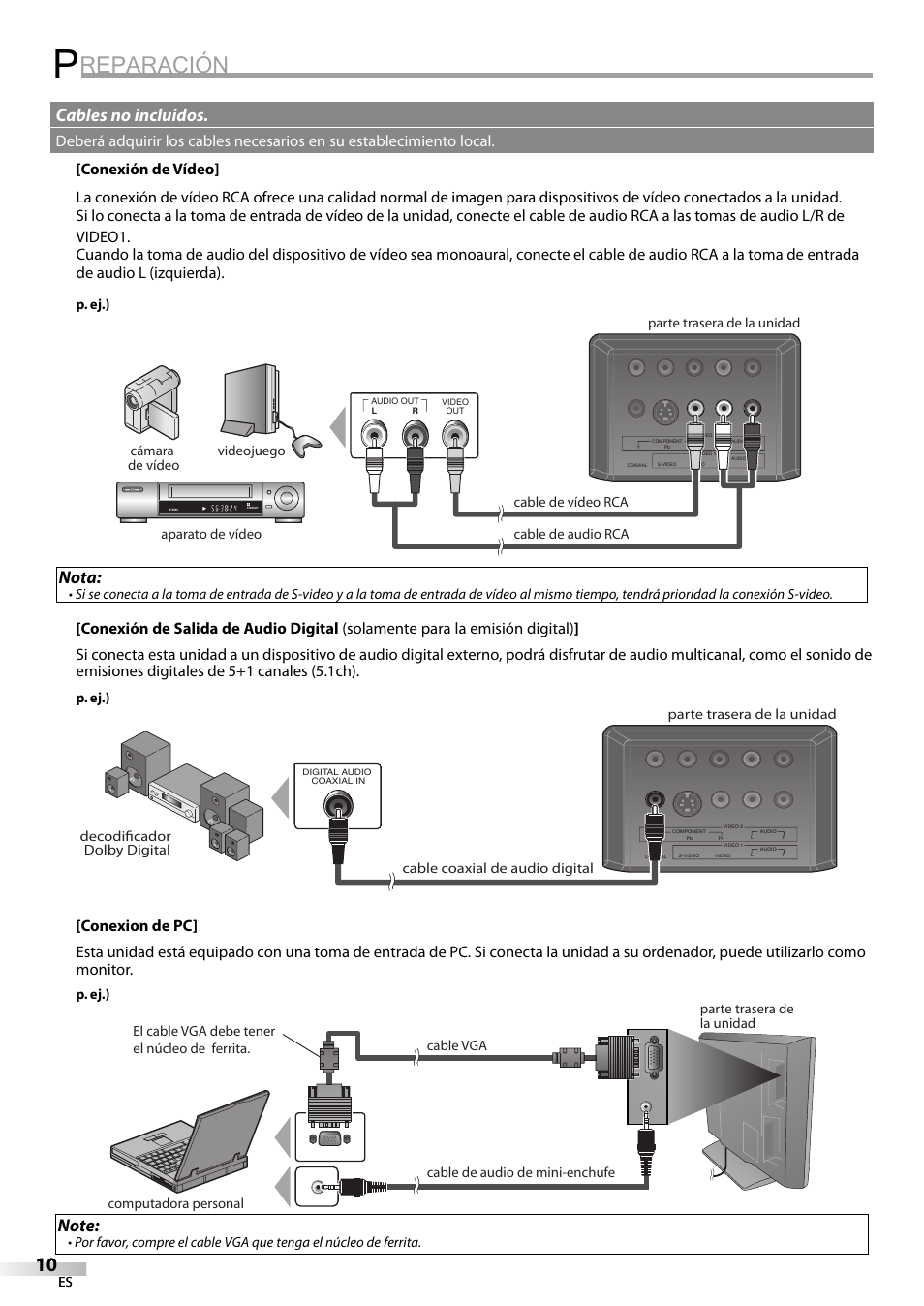 Reparación, Nota, Cables no incluidos | Emerson SLC195EM8 User Manual | Page 40 / 60