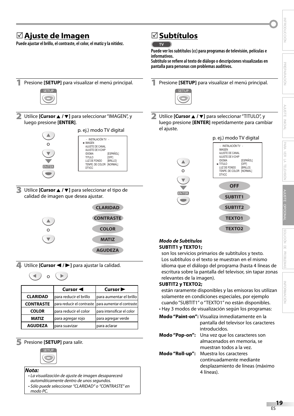 Ajuste de imagen, 5subtítulos | Emerson SLC195EM8 User Manual | Page 49 / 60