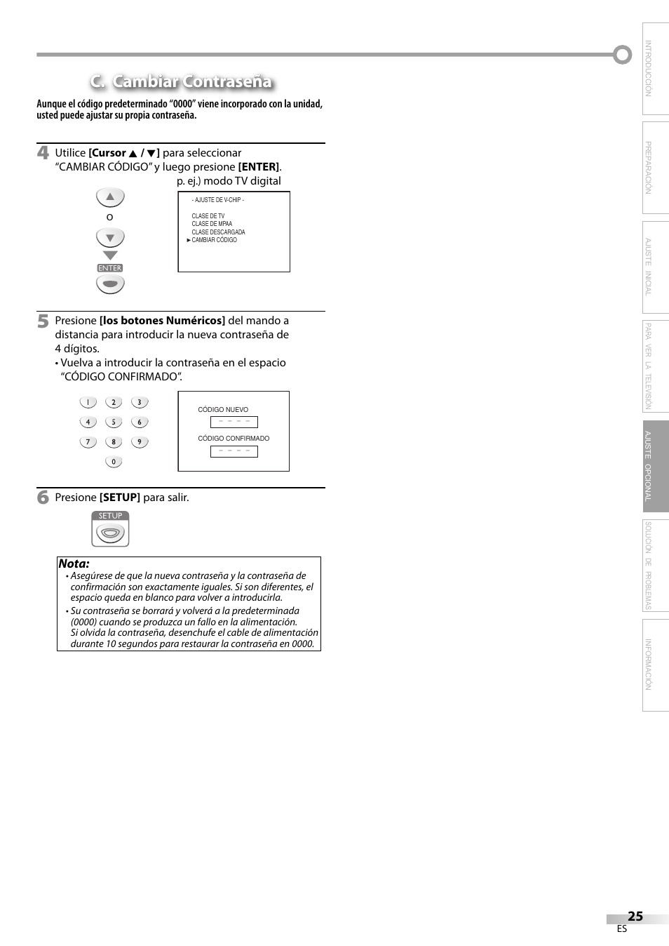 C. cambiar contraseña | Emerson SLC195EM8 User Manual | Page 55 / 60