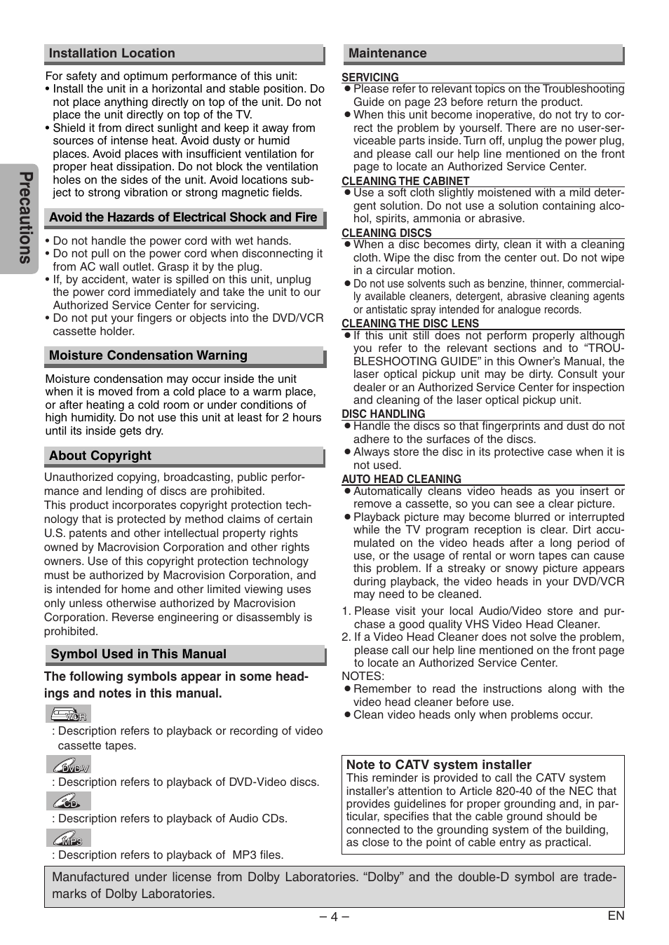 Precautions | Emerson EWD2204 User Manual | Page 4 / 28