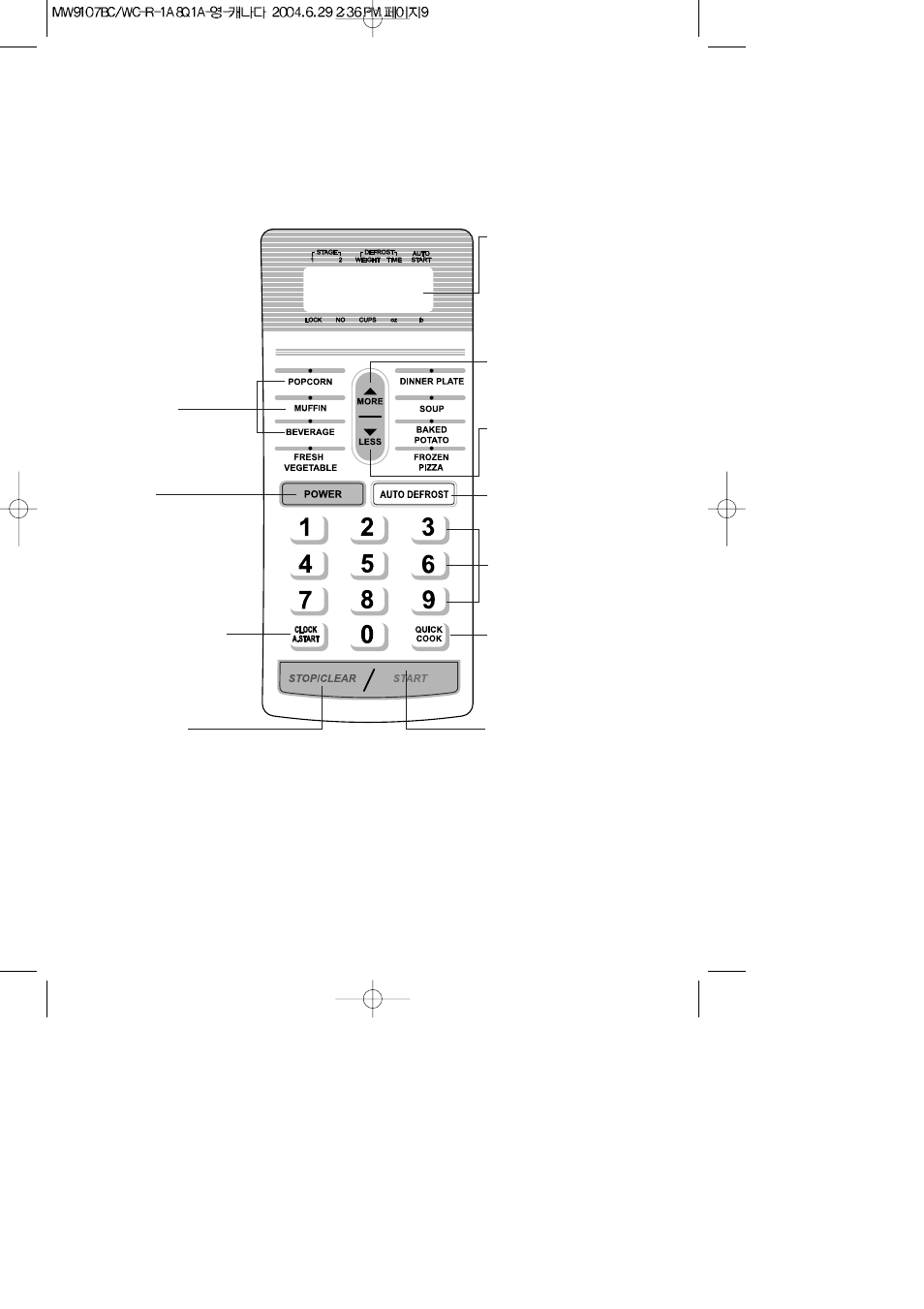 Features diagram | Emerson MW9107WC User Manual | Page 10 / 24