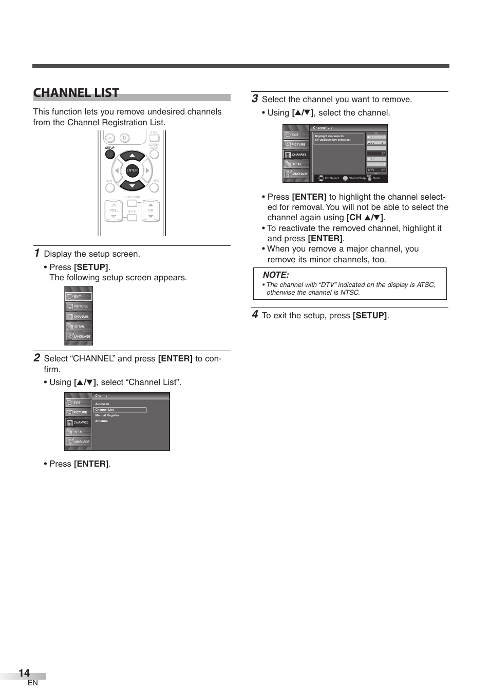 Channel list | Emerson LC320EM8 User Manual | Page 14 / 36