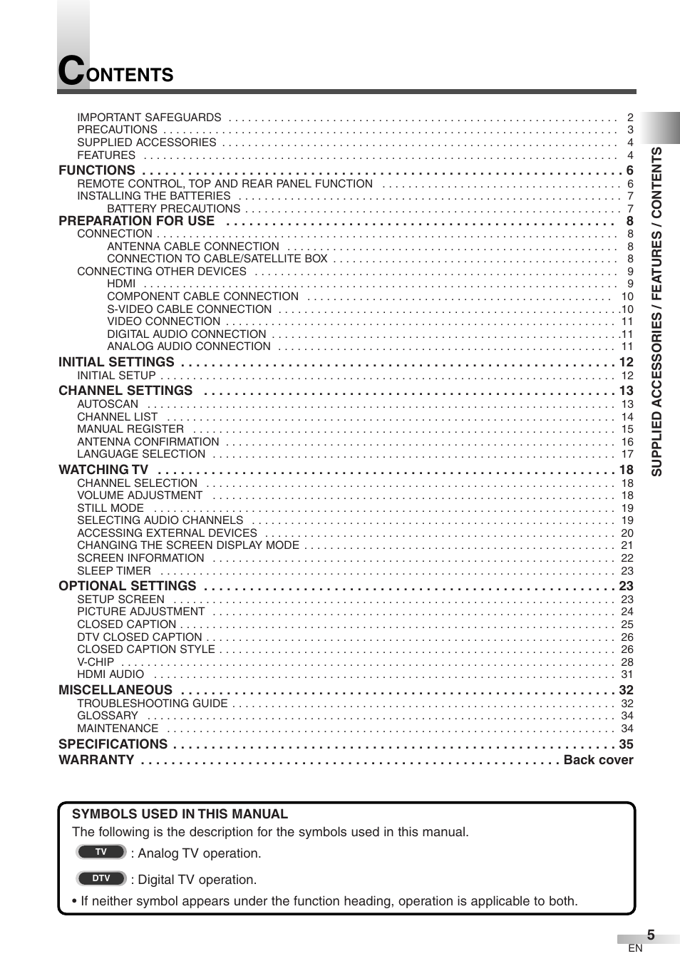Ontents | Emerson LC320EM8 User Manual | Page 5 / 36