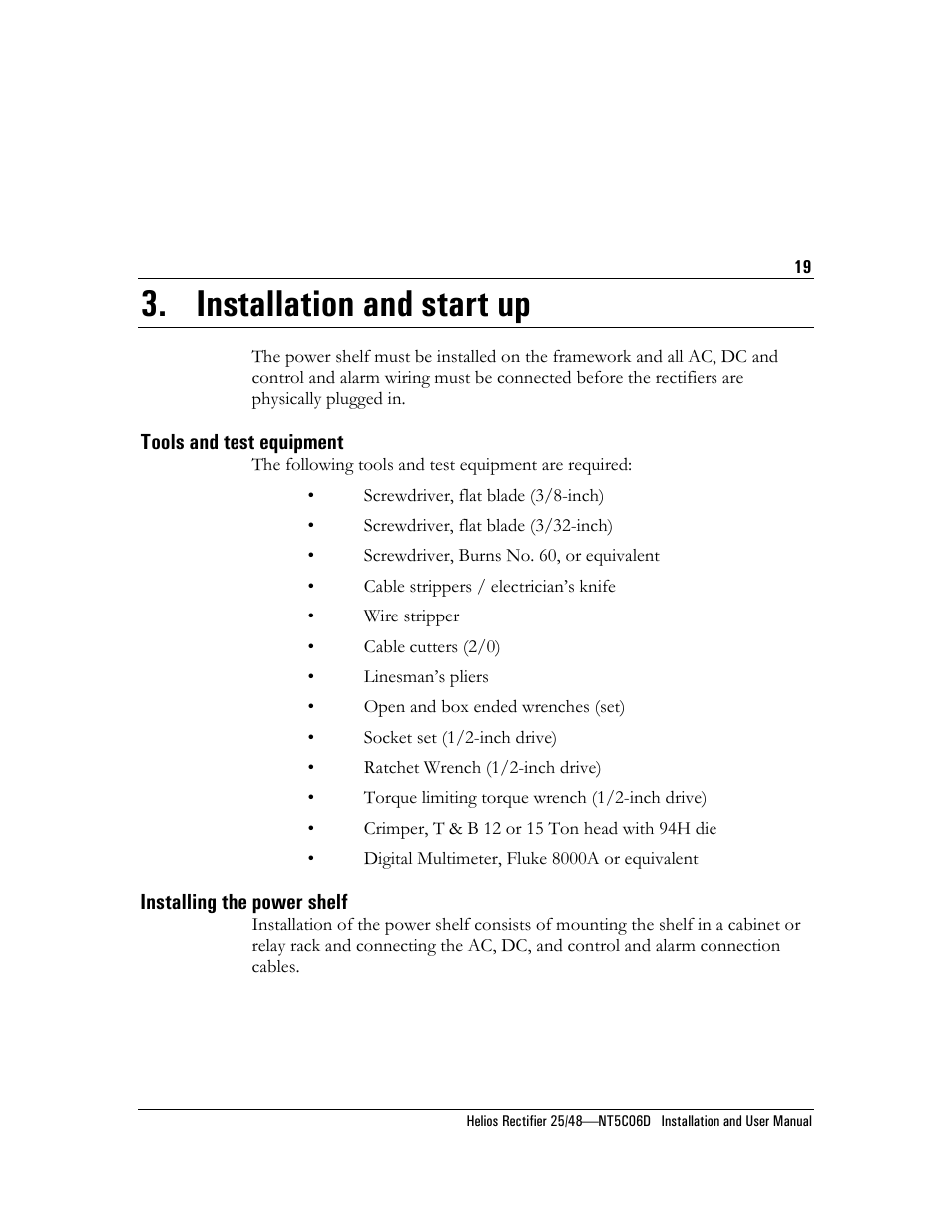 Installation and start up | Emerson NT5C06D User Manual | Page 19 / 56