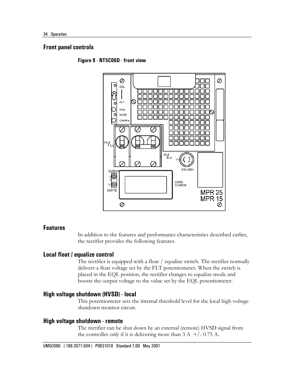 Front panel controls features, Figure 9 - nt5c06d - front view | Emerson NT5C06D User Manual | Page 34 / 56