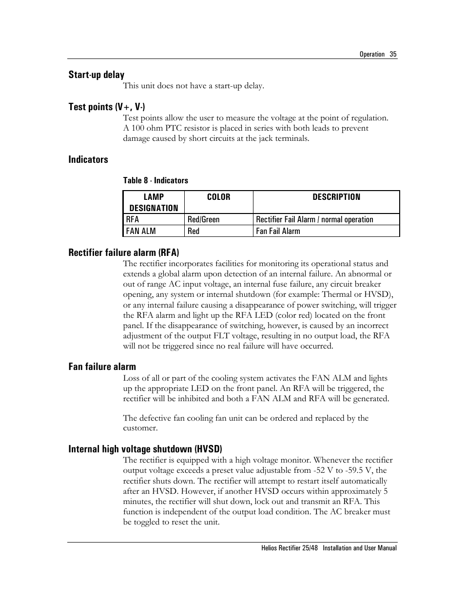 Table 8 - indicators | Emerson NT5C06D User Manual | Page 35 / 56