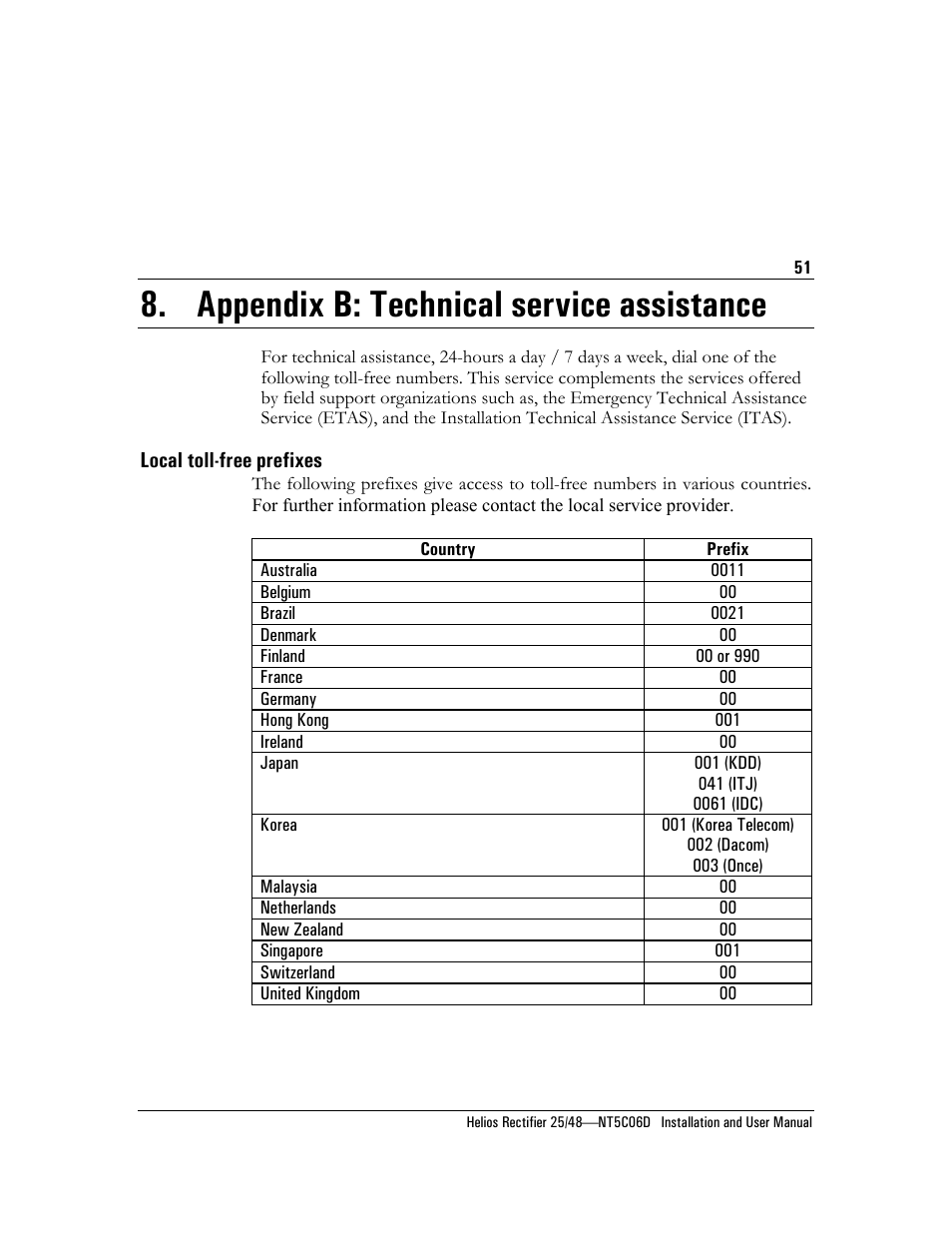 Appendix b: technical service assistance | Emerson NT5C06D User Manual | Page 51 / 56