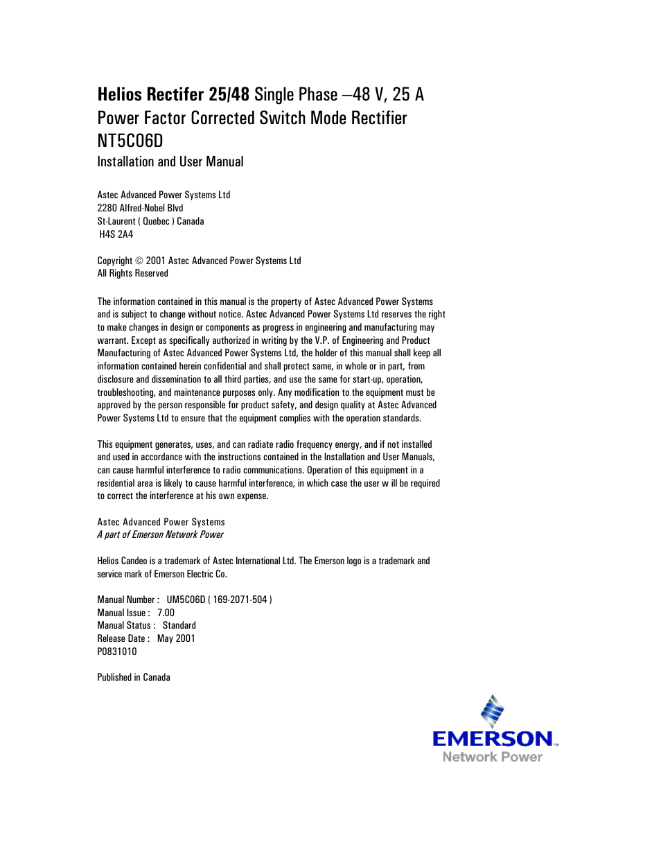 Emerson NT5C06D User Manual | Page 56 / 56