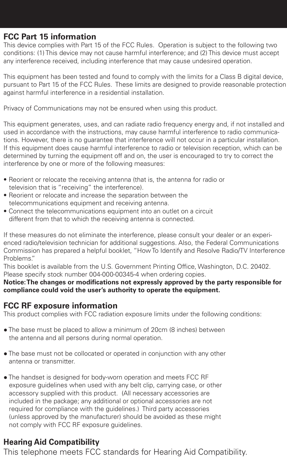 Fcc part 15 information, Fcc rf exposure information, Fcc part 68 information | Emerson EM6120-2 User Manual | Page 26 / 28