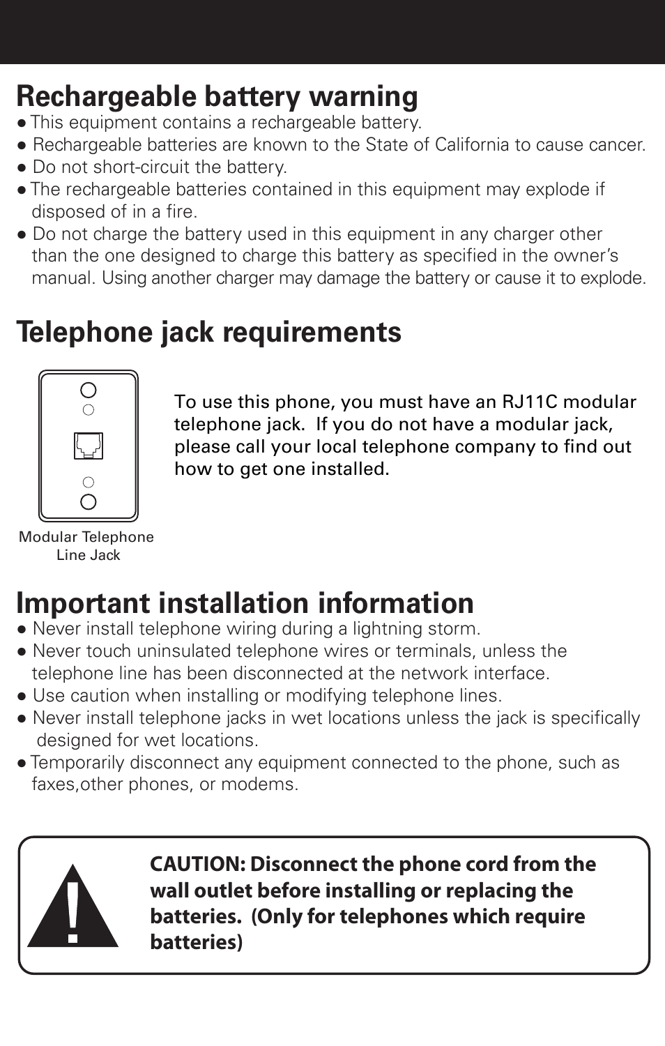 Rechargeable battery warning | Emerson EM6120-2 User Manual | Page 4 / 28