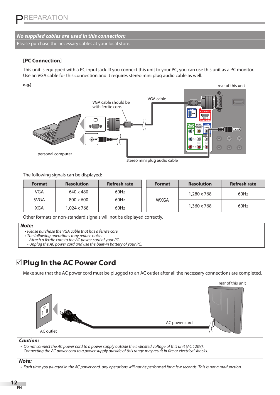Reparation, Plug in the ac power cord | Emerson LC195EMX User Manual | Page 12 / 115