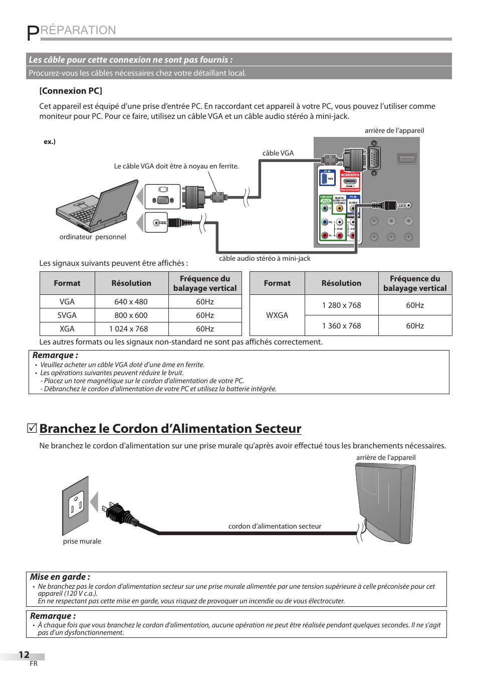 Réparation, Branchez le cordon d’alimentation secteur | Emerson LC195EMX User Manual | Page 50 / 115