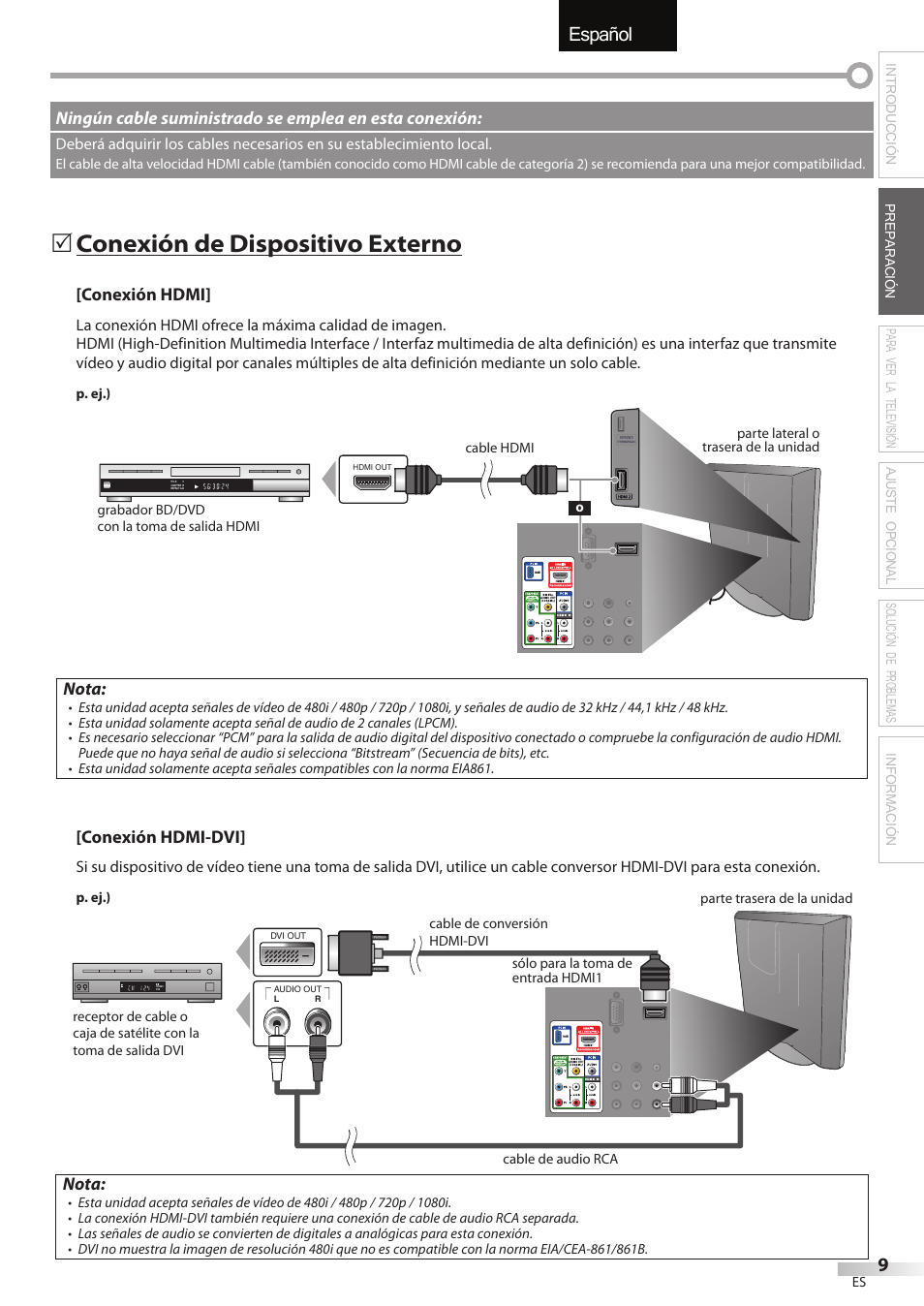 English español français, Conexión de dispositivo externo | Emerson LC195EMX User Manual | Page 85 / 115