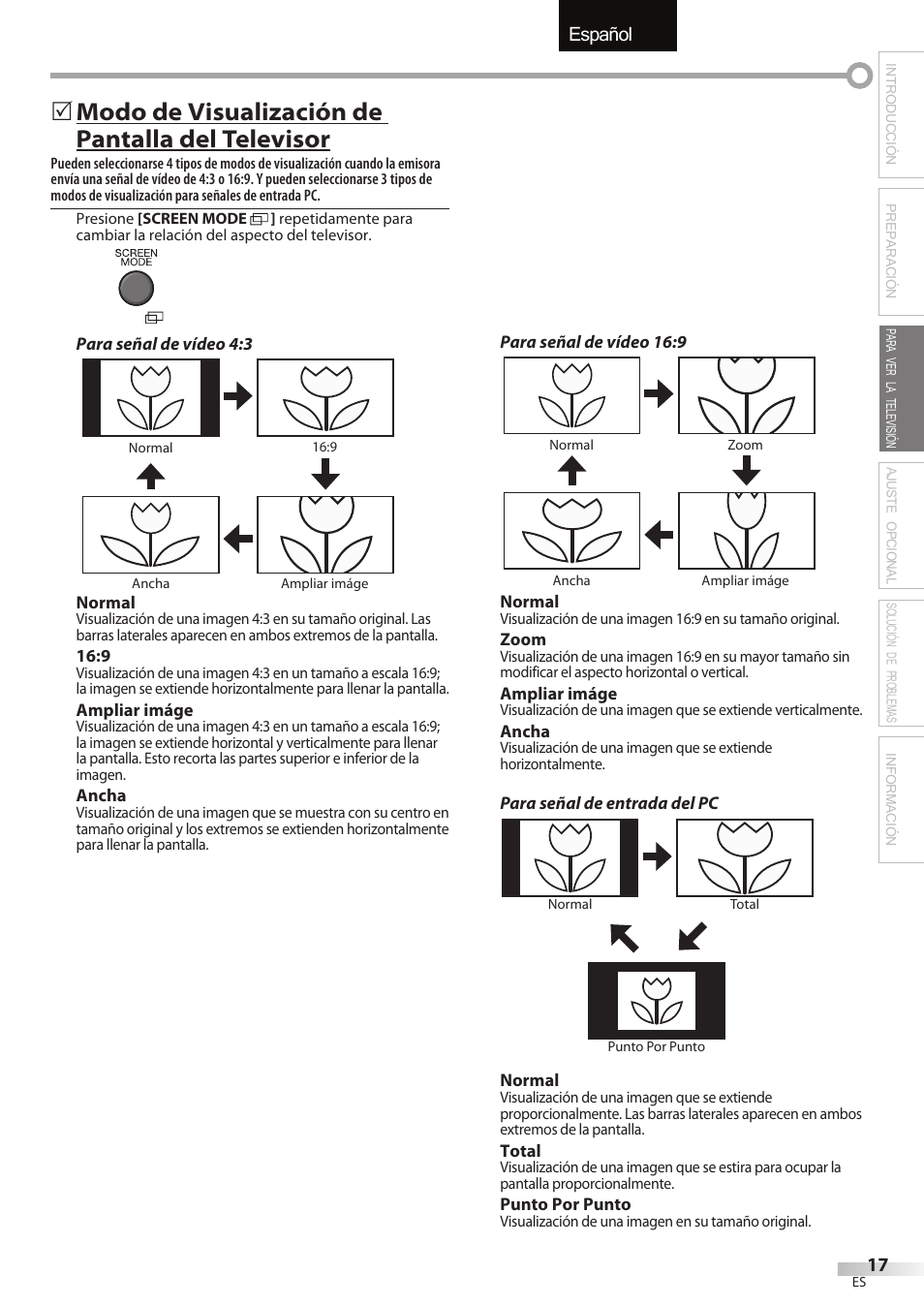 English español français, Modo de visualización de pantalla del televisor | Emerson LC195EMX User Manual | Page 93 / 115
