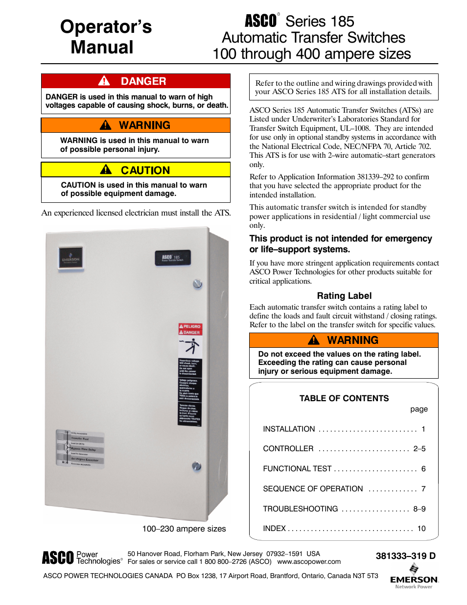 Emerson ASCO 185 User Manual | 12 pages