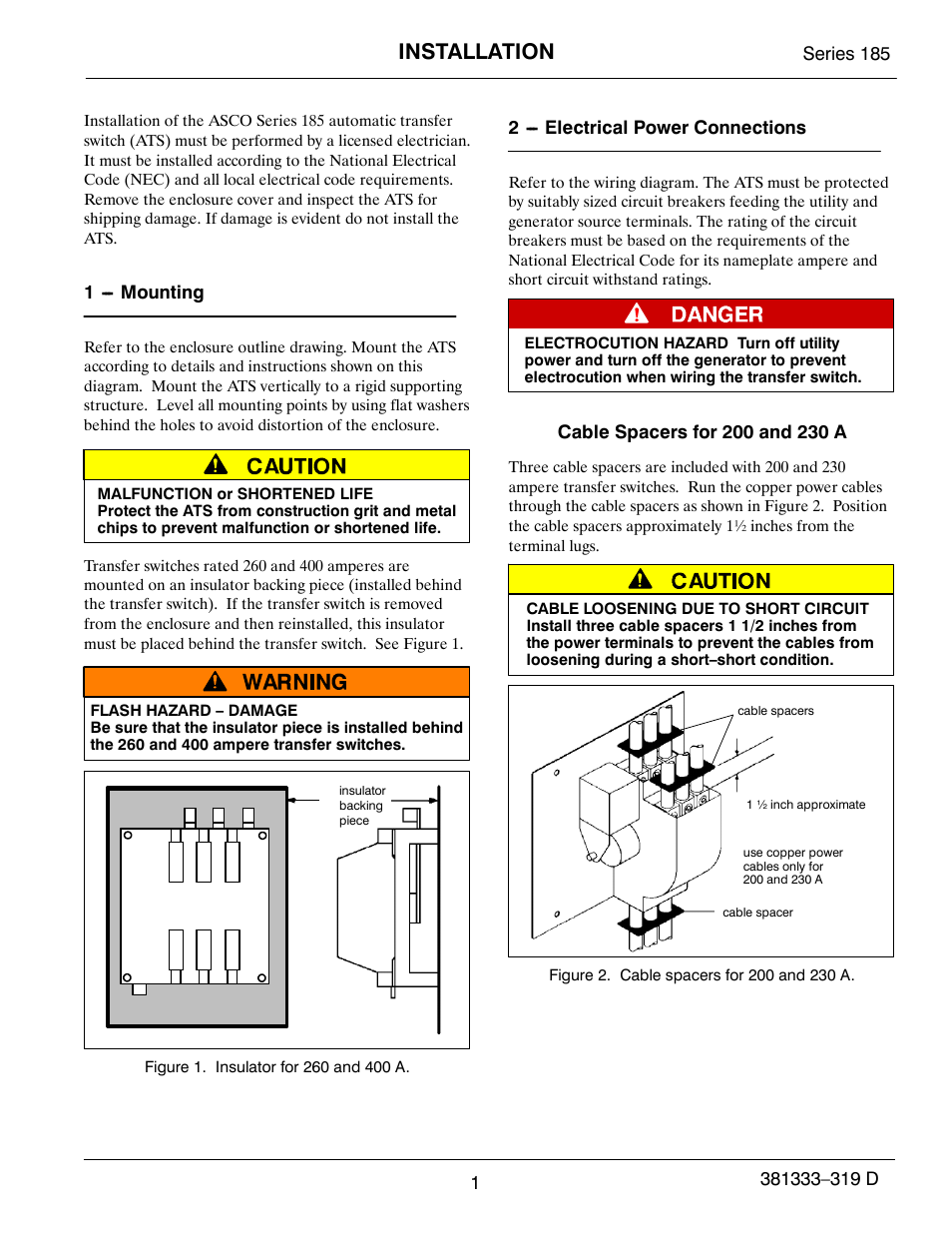 319d1, Installation | Emerson ASCO 185 User Manual | Page 3 / 12