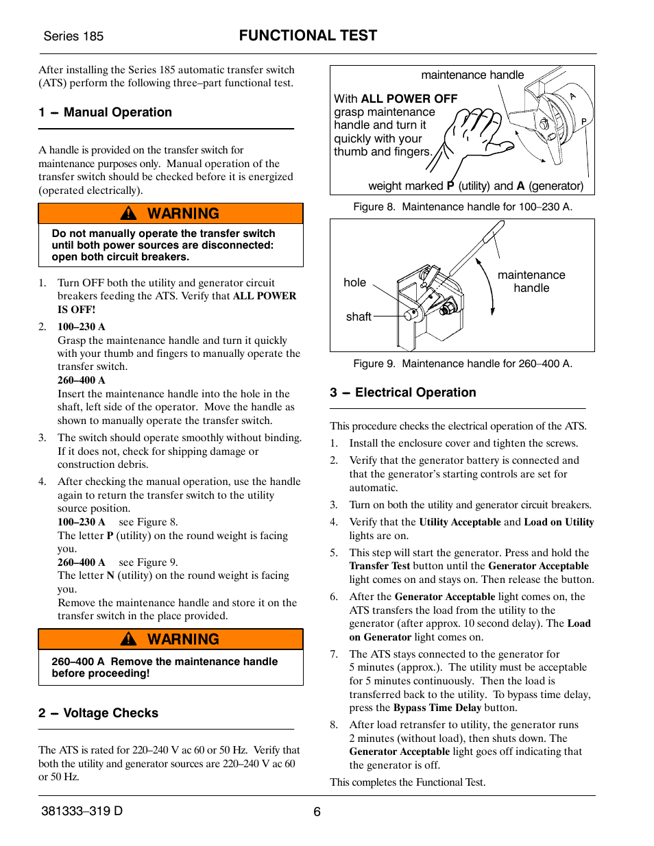 319d6, Functional test | Emerson ASCO 185 User Manual | Page 8 / 12