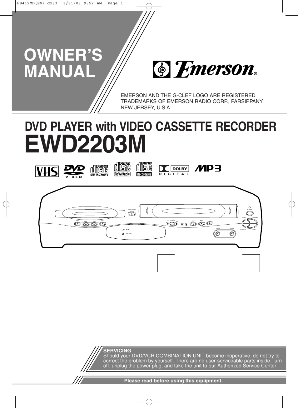 Emerson EWD2203M User Manual | 34 pages