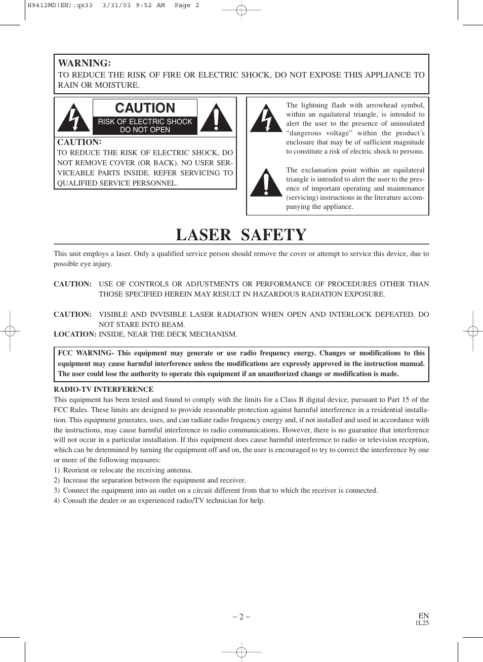 Laser safety, Caution | Emerson EWD2203M User Manual | Page 2 / 34