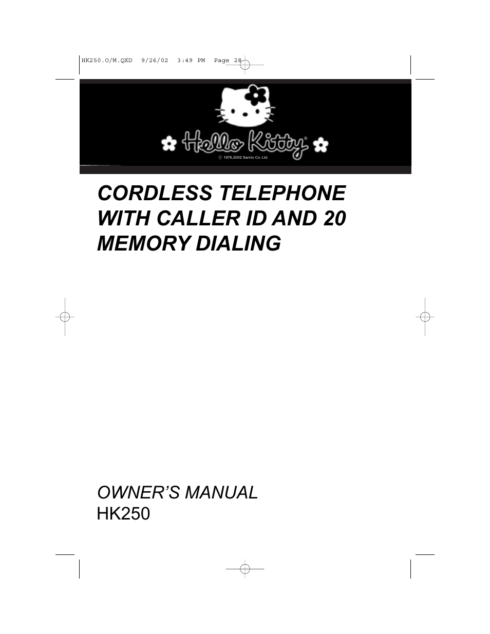 Owner’s manual hk250 | Emerson HK250 User Manual | Page 28 / 28