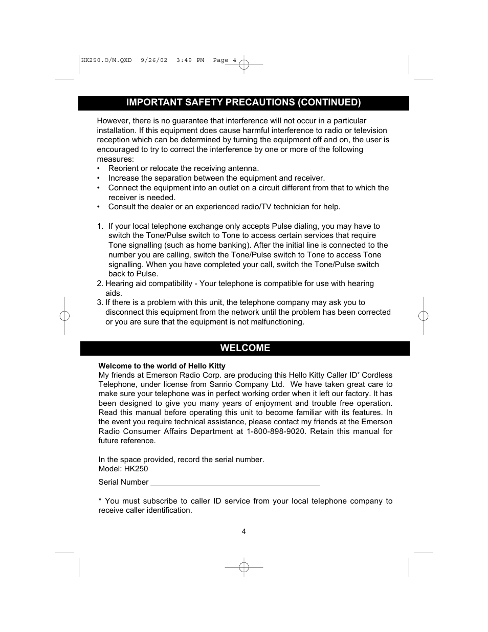 Emerson HK250 User Manual | Page 4 / 28