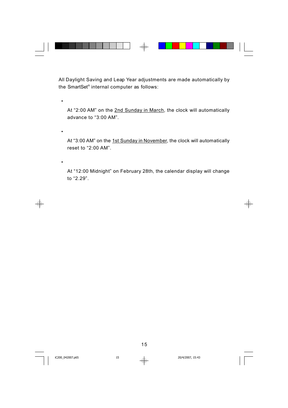 Daylight saving and leap year adjustments | Emerson iC200 User Manual | Page 16 / 48