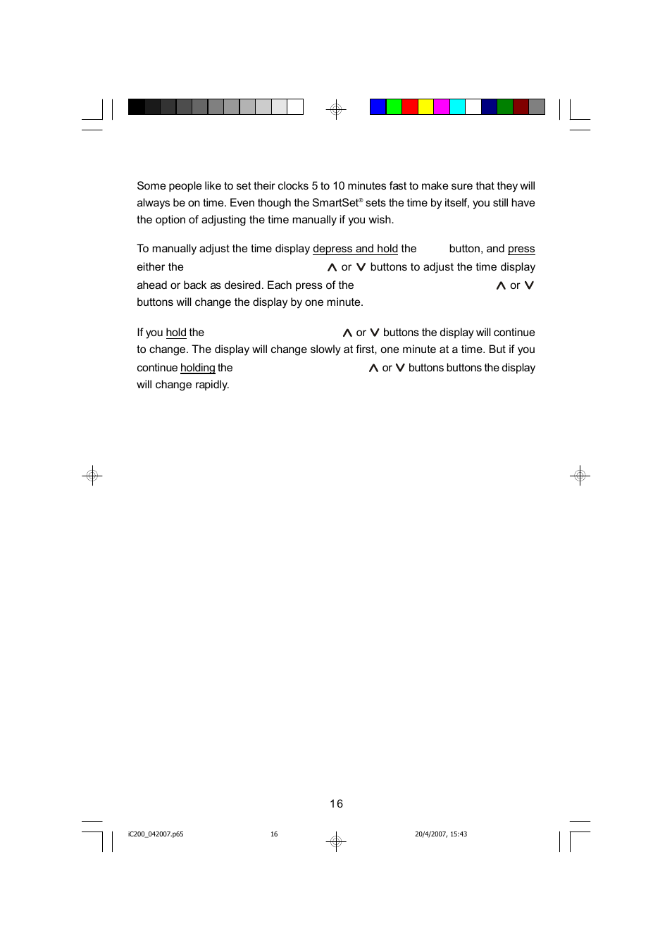 Manual time adjustments | Emerson iC200 User Manual | Page 17 / 48