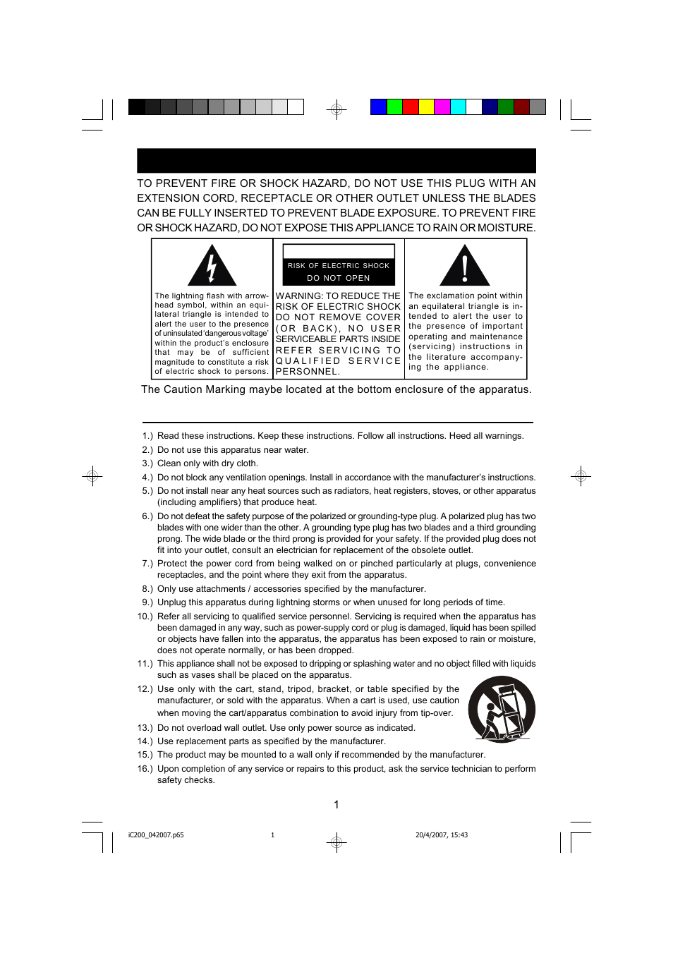 Important safety instructions | Emerson iC200 User Manual | Page 2 / 48