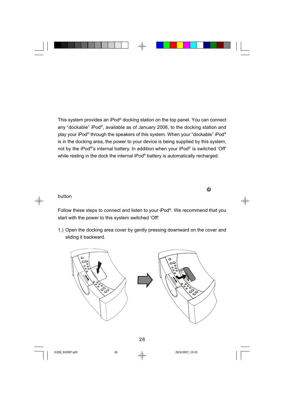 Listening to your “dockable” ipod, Charging the battery | Emerson iC200 User Manual | Page 27 / 48