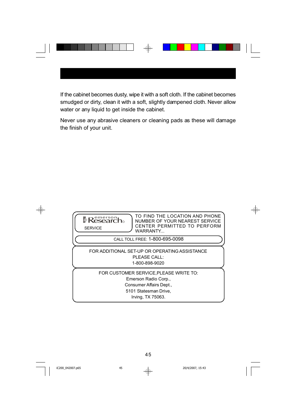 Lithium battery precautions | Emerson iC200 User Manual | Page 46 / 48
