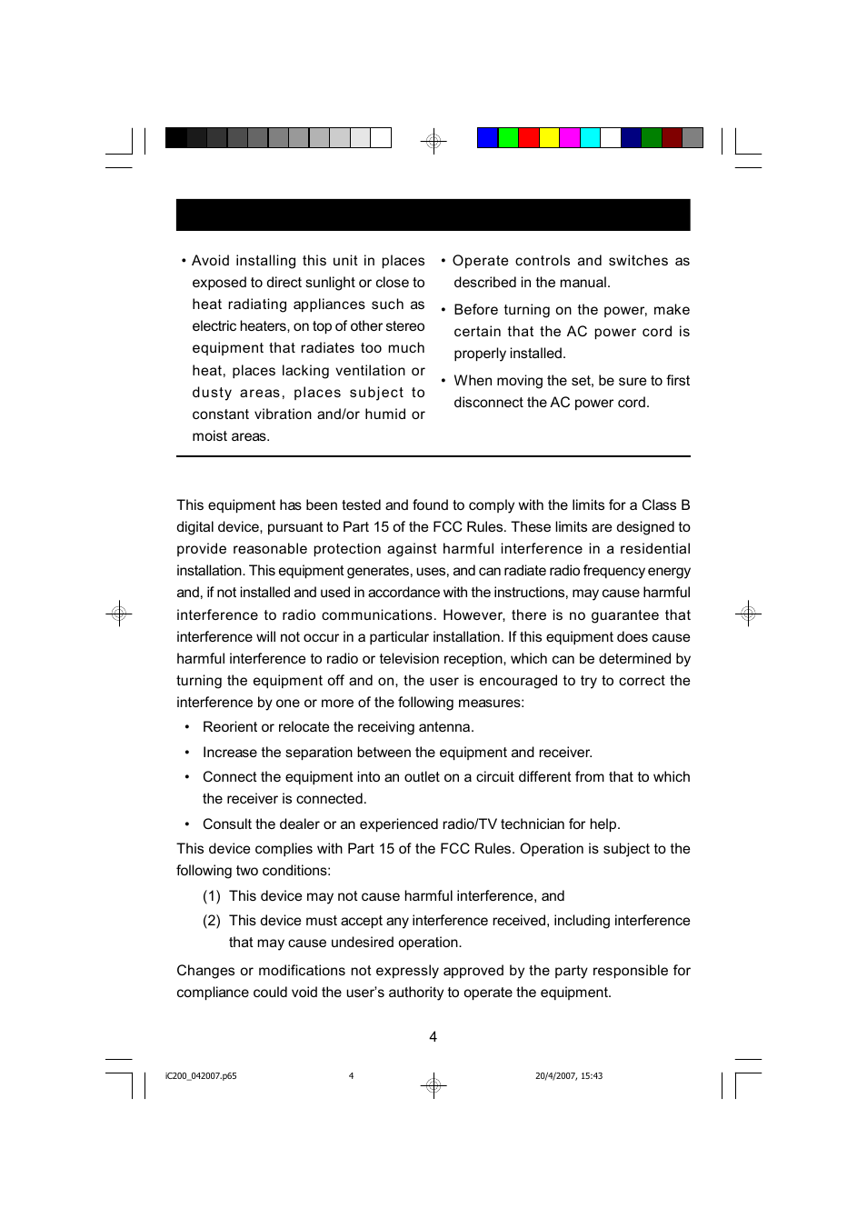 Fcc information | Emerson iC200 User Manual | Page 5 / 48
