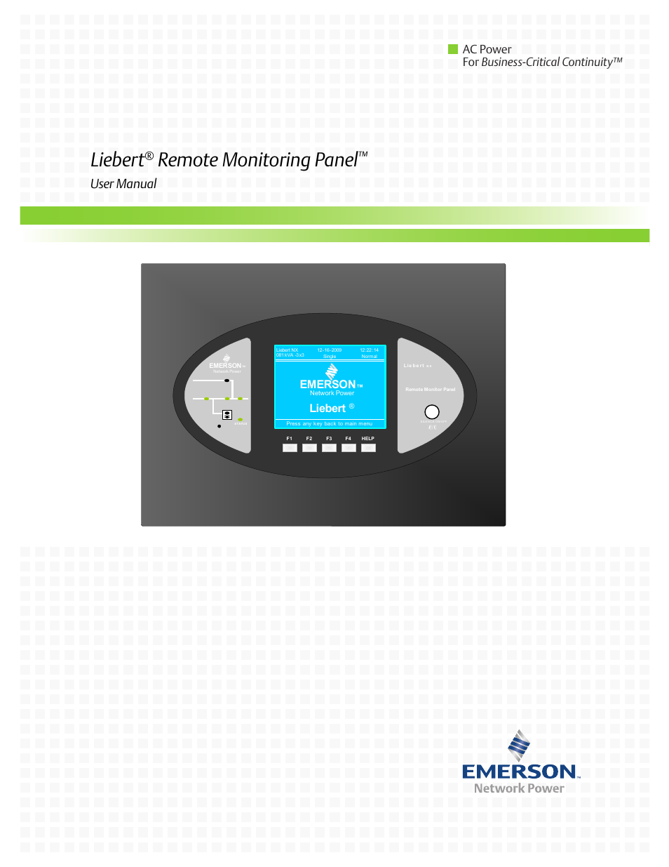 Emerson Liebert Remote Monitoring Panel User Manual | 28 pages