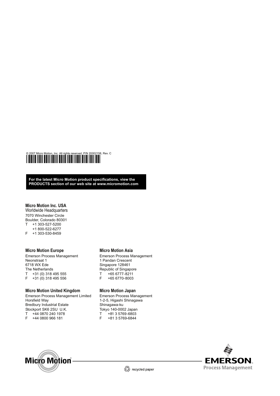 Emerson CMF200A User Manual | Page 26 / 26