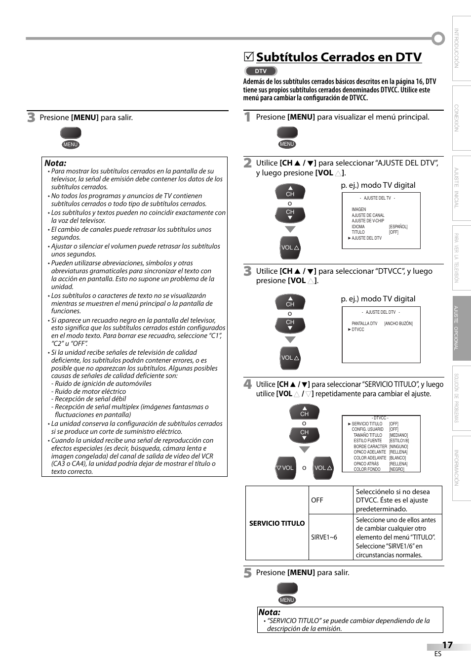 Subtítulos cerrados en dtv | Emerson CR202EM8 User Manual | Page 43 / 52