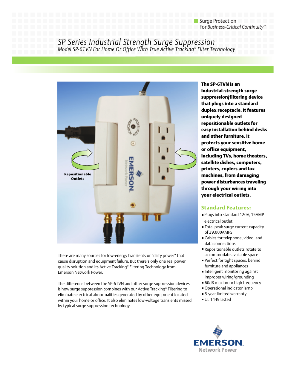 Emerson SP-6TVN User Manual | 2 pages