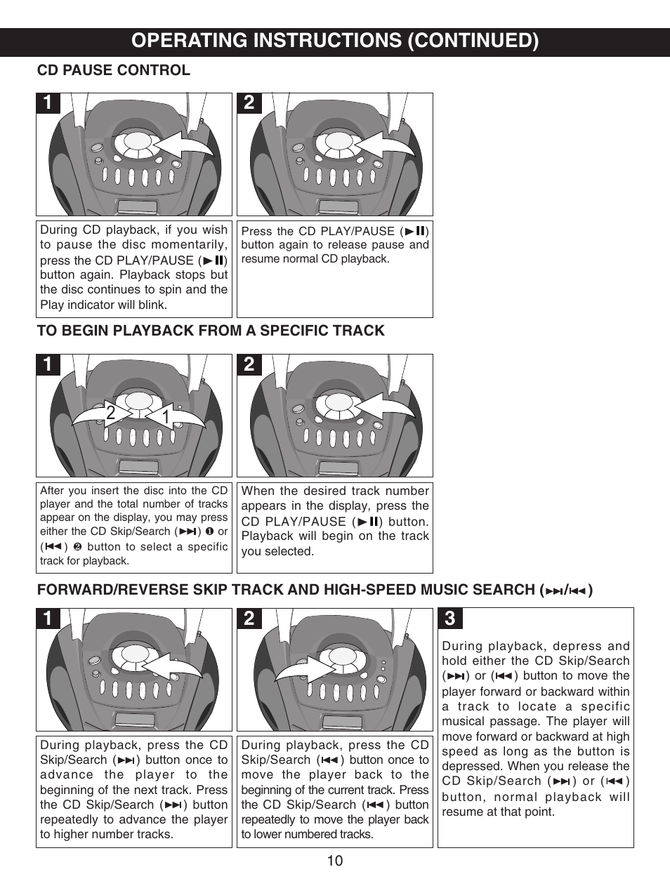 Operating instructions (continued) | Emerson PD6870CH User Manual | Page 11 / 20