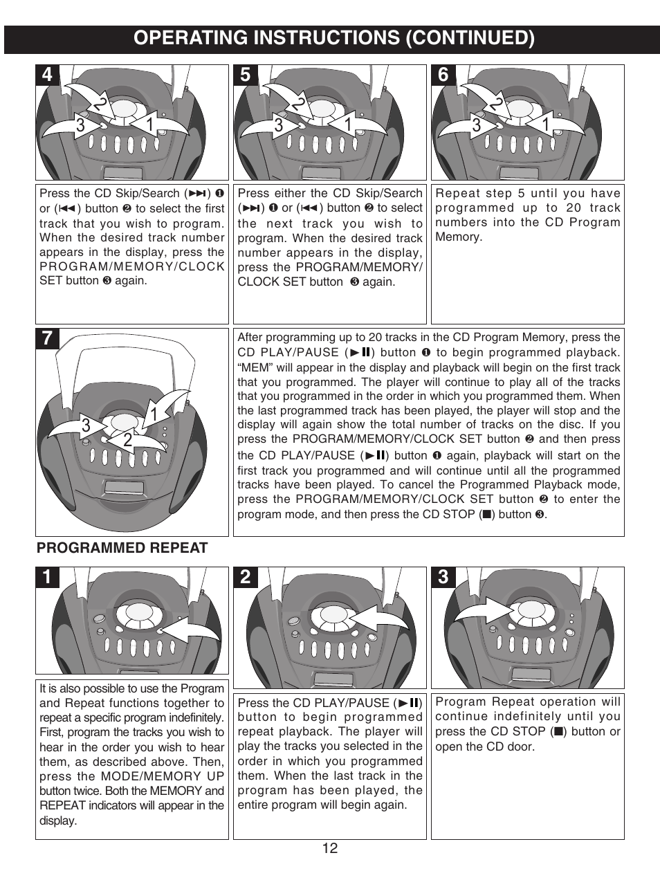 Operating instructions (continued) | Emerson PD6870CH User Manual | Page 13 / 20