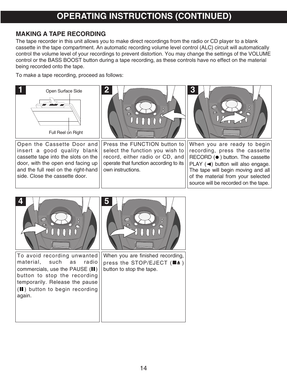 5operating instructions (continued) | Emerson PD6870CH User Manual | Page 15 / 20