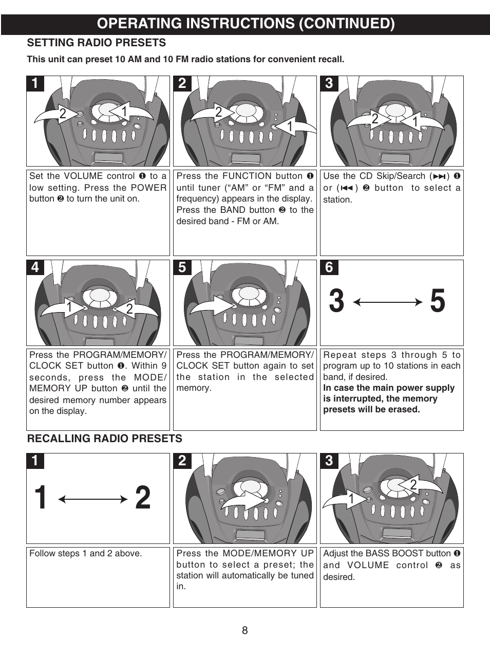Operating instructions (continued) | Emerson PD6870CH User Manual | Page 9 / 20