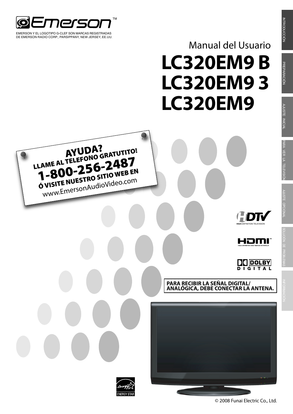 Manual del usuario, Ayuda | Emerson LC320EM9 B User Manual | Page 37 / 72