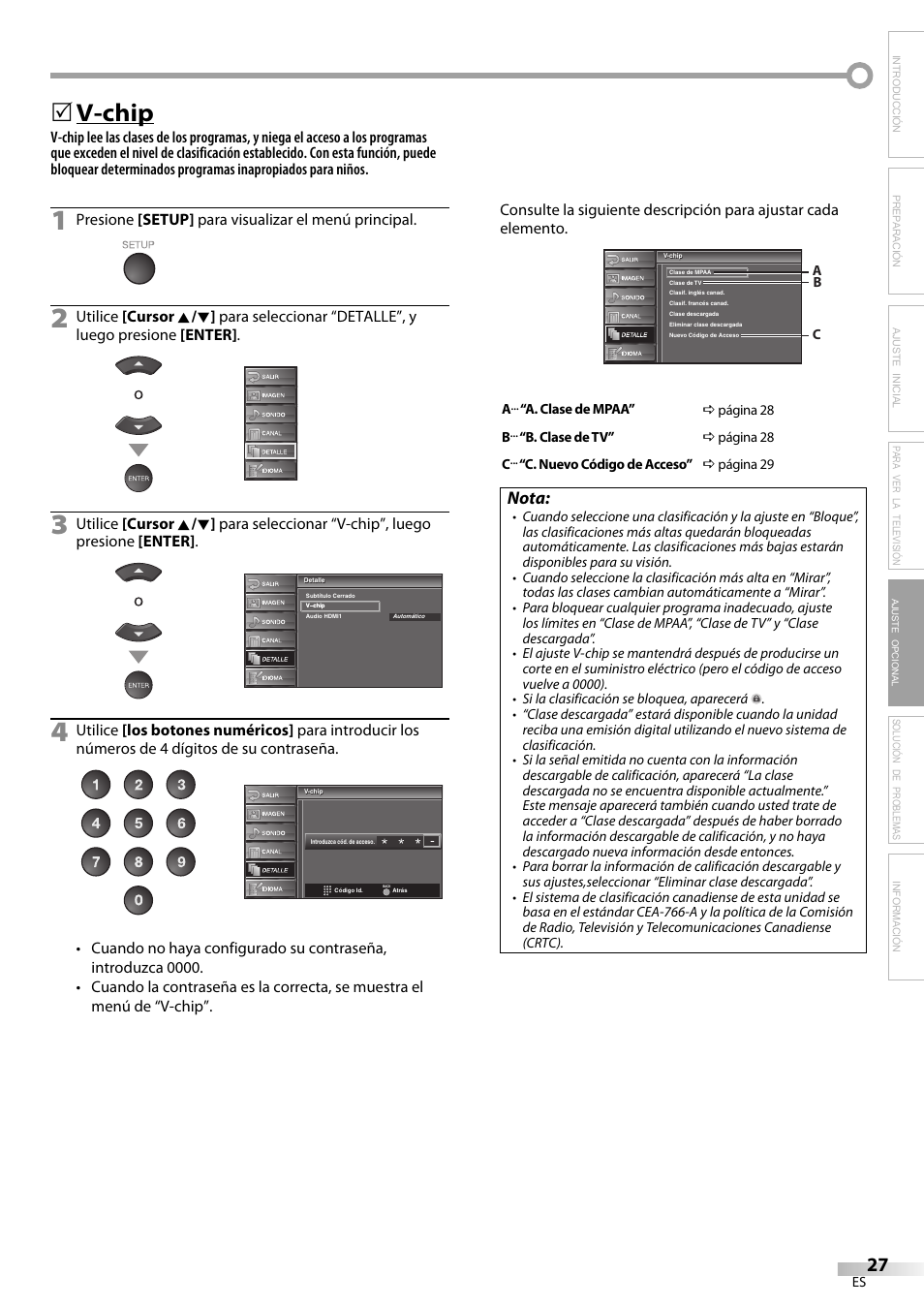 V-chip, Nota | Emerson LC320EM9 B User Manual | Page 63 / 72