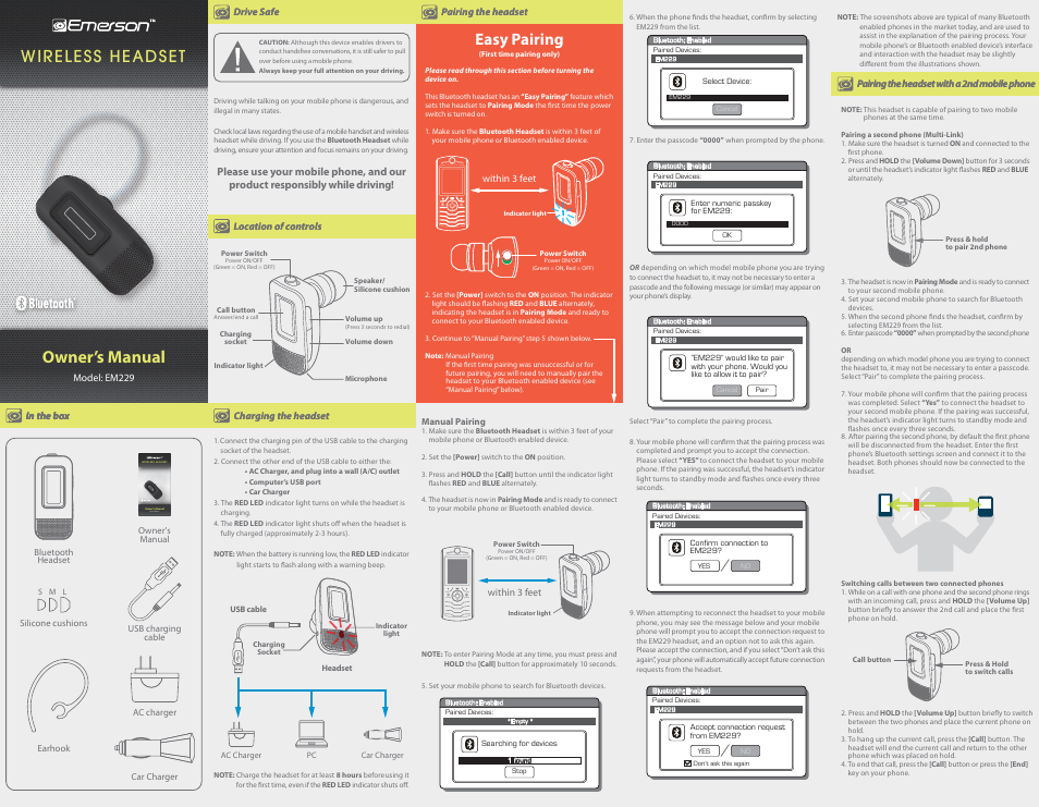 Emerson EM229 User Manual | 2 pages