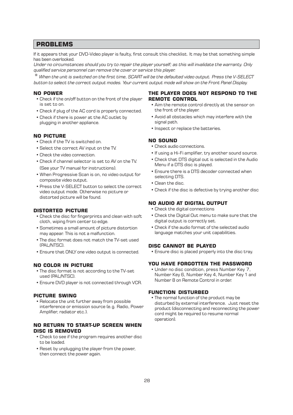 Problems | Emerson Radio AV400 User Manual | Page 29 / 32