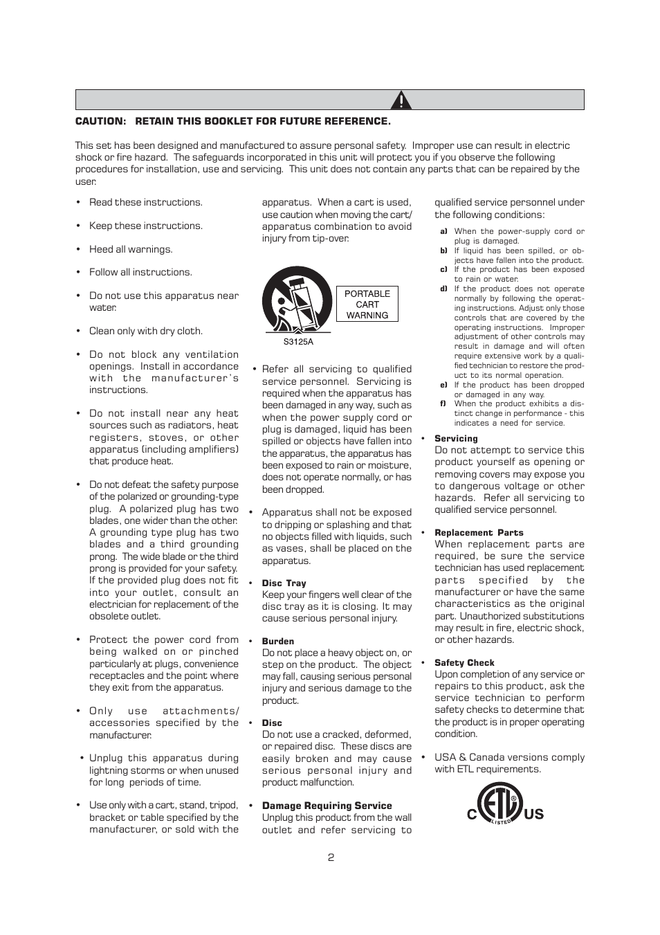 Important safety instructions | Emerson Radio AV400 User Manual | Page 3 / 32