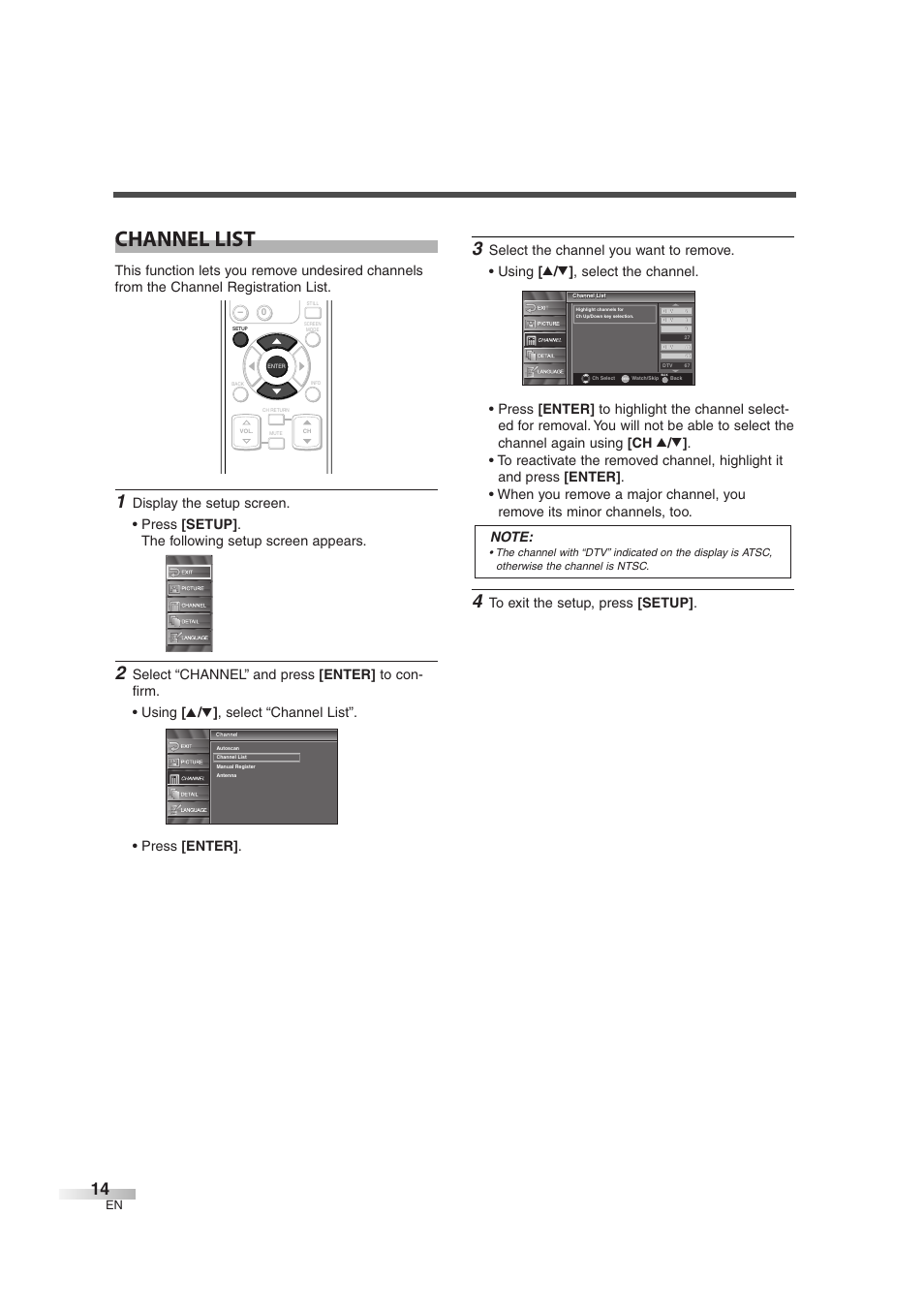 Channel list | Emerson EWL3706 User Manual | Page 14 / 36